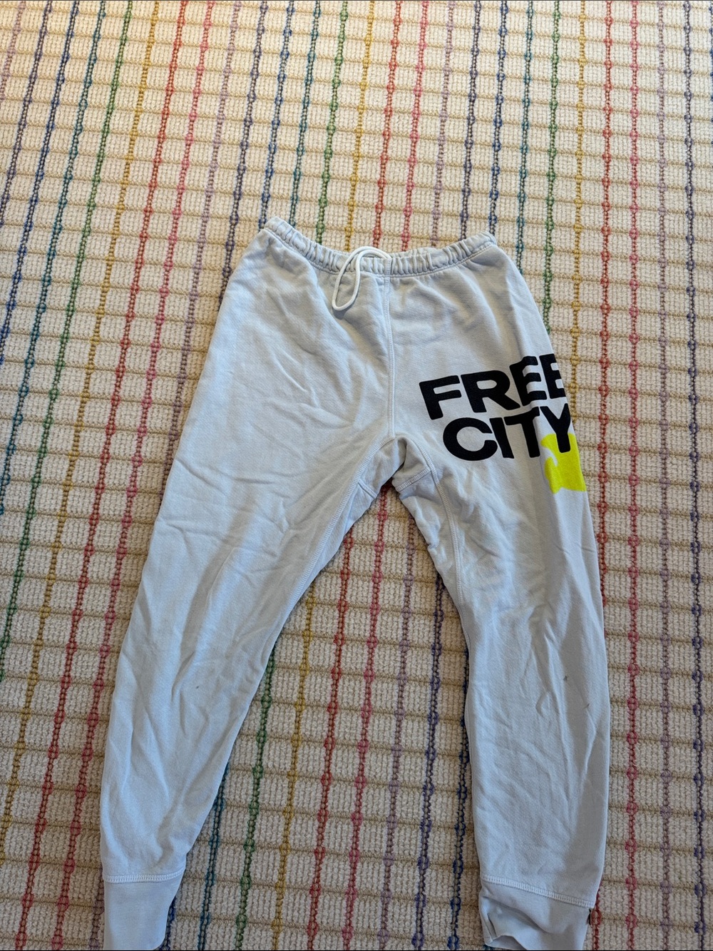 freecity Light Gray Jogger Pants with Neon Yellow